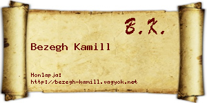 Bezegh Kamill névjegykártya